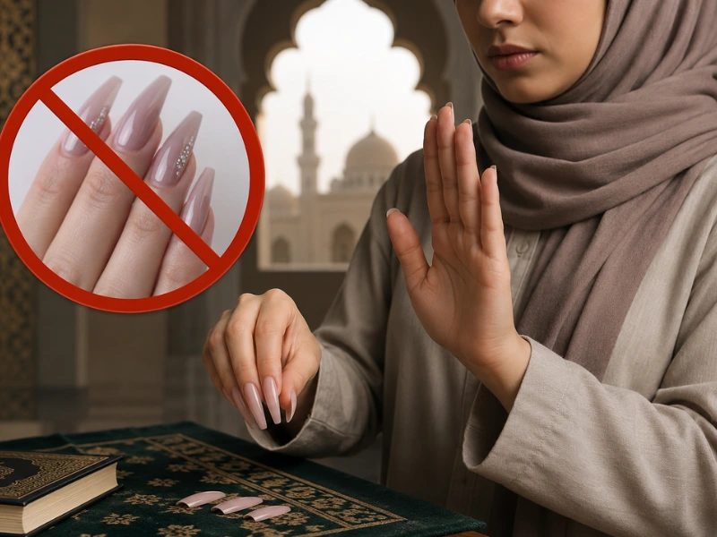 What is the Islamic opinion on acrylic nails, gel nails, and other permanent types